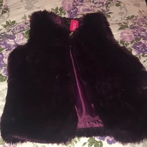 Burgundy fur vest
